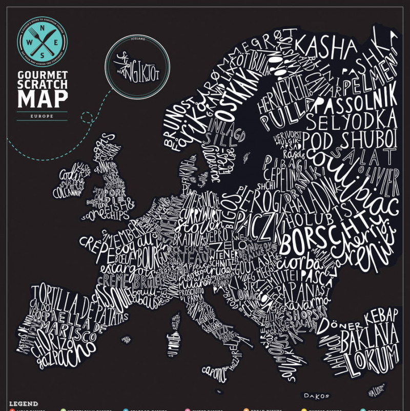 Carte d'Europe gastronomique à gratter - mycrazystuff.com