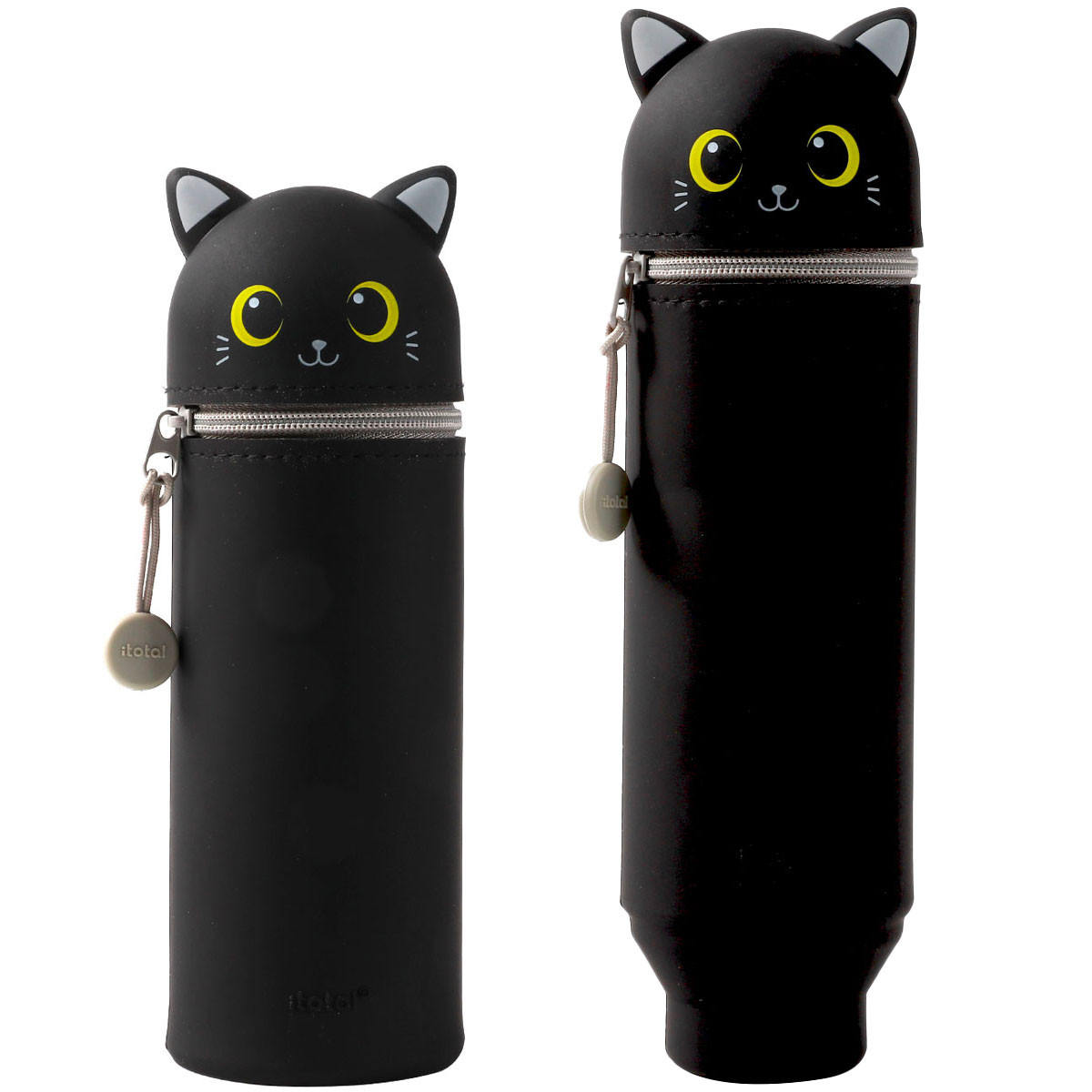 Trousse à Crayons En Silicone 2 En 1 Motif Chat - Transformable En Pot à Crayons, 22.5 Cm, Souple Et Lavable
