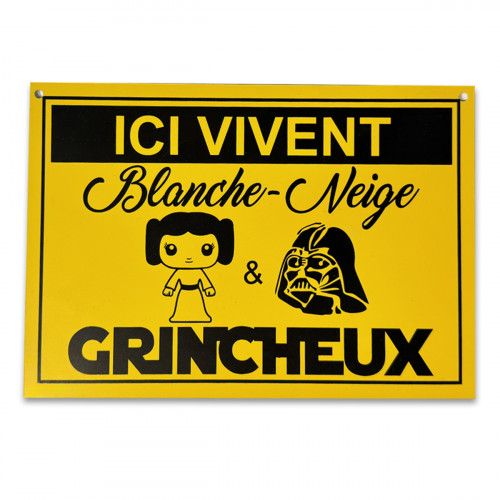 plaque décorative "Ici vivent Blanche-Neige & Grincheux" - Mycrazystuff