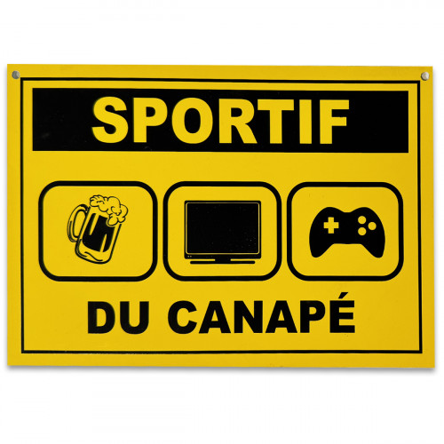 Plaque Sportif du Canapé – Plaque Déco Humoristique - Mycrazystuff