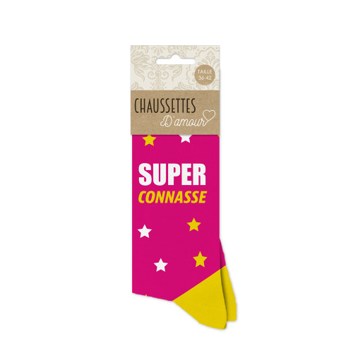 Chaussettes super connasse rose et jaune