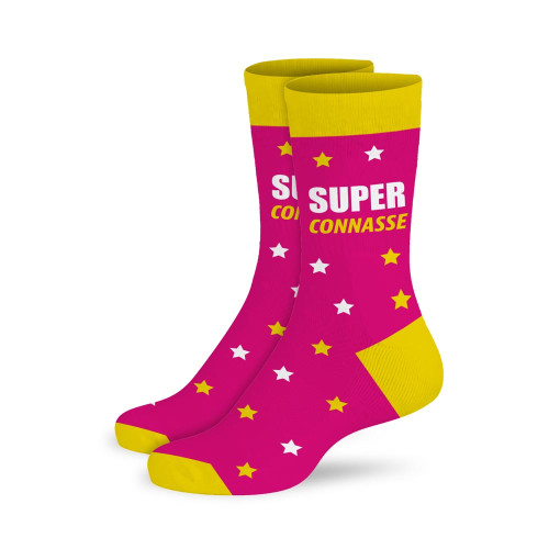 Chaussettes super connasse rose et jaune