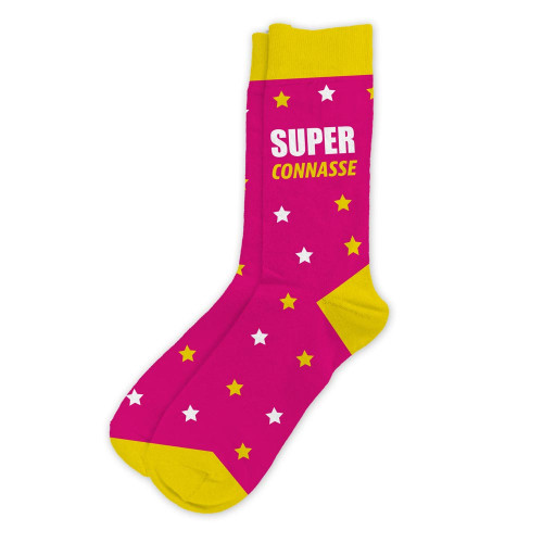 Chaussettes super connasse rose et jaune