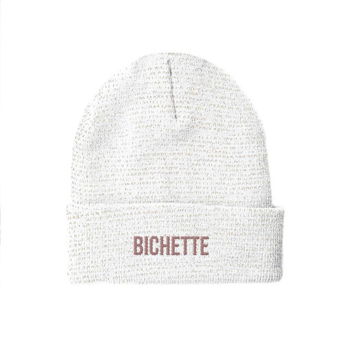 bonnet blanc à paillettes dorées bichette