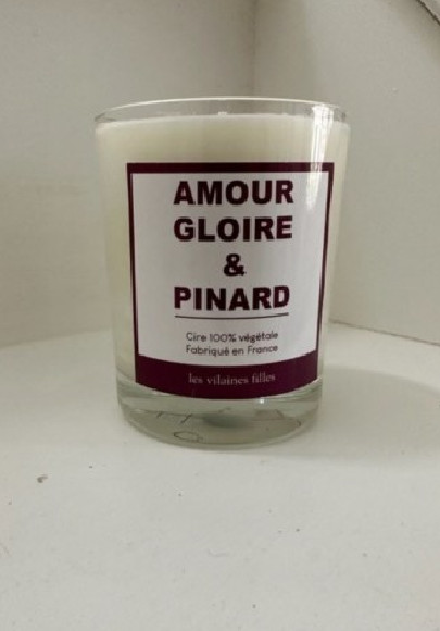 Bougie "amour gloire et pinard"