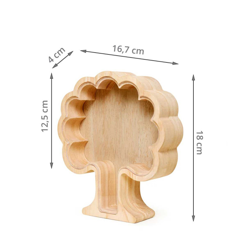 arbre tirelire transparent en bois