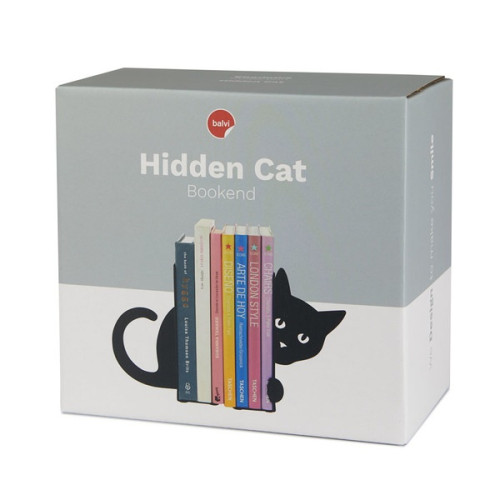 serre-livres métal hidden cat noir