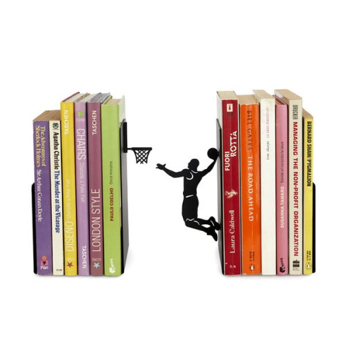 serre-livres métal noir slam dunk basket ball