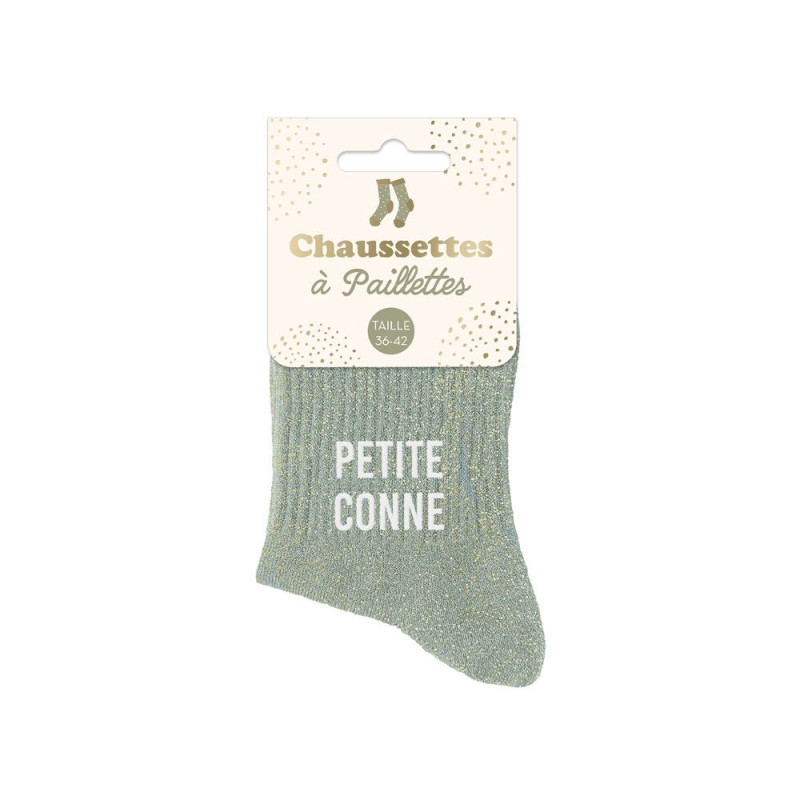 Chaussettes courtes à paillettes dorées petite conne grise