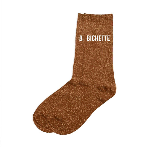 chaussettes marron à paillettes bichette