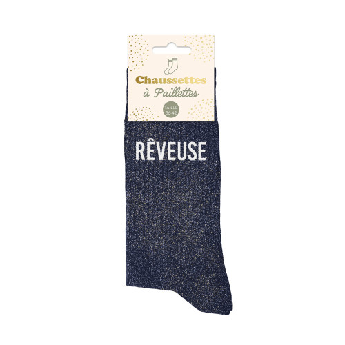 chaussettes bleues à paillettes rêveuse