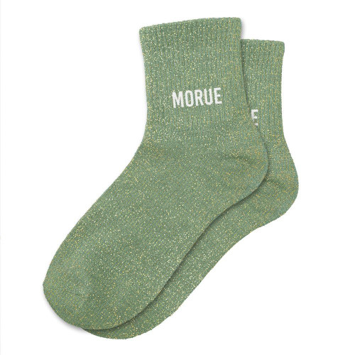 Chaussettes courtes à paillettes dorées "morue" vertes