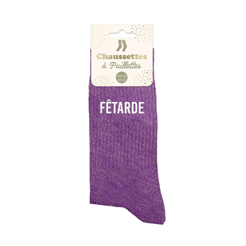 chaussettes violettes à paillettes fêtarde