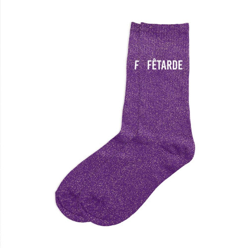 chaussettes violettes à paillettes fêtarde