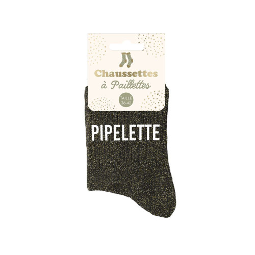 chaussettes noires à paillettes Pipelette