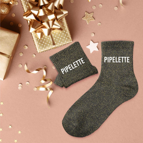 chaussettes noires à paillettes Pipelette