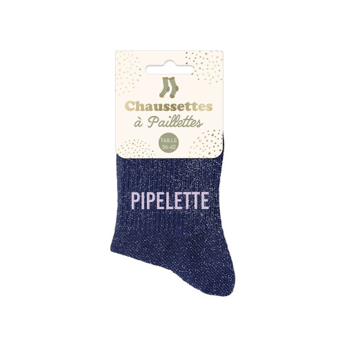 Chaussettes Bleues à Paillettes Argentées "Pipelette"