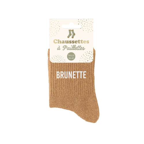 chaussettes marron à paillettes "Brunette"