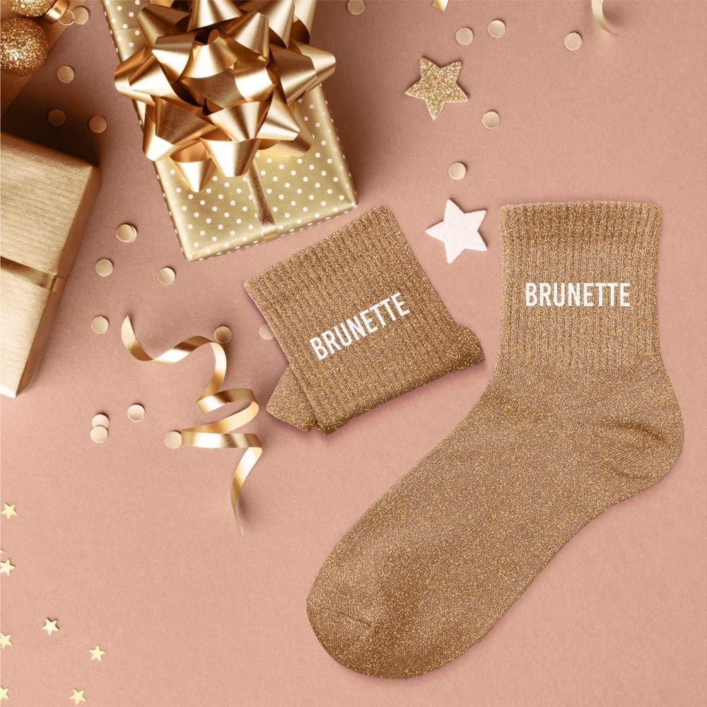 chaussettes marron à paillettes "Brunette"