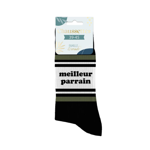 Chaussettes Noires "Meilleur parrain"