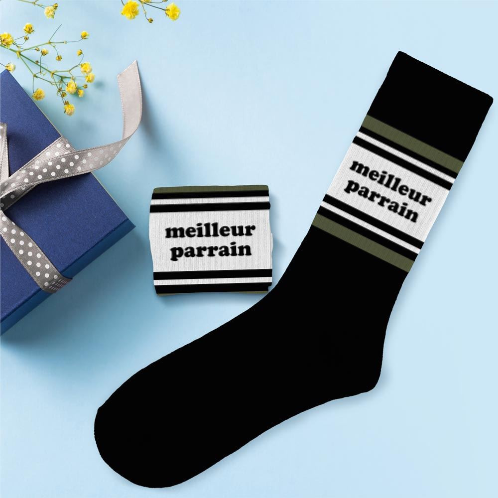 Chaussettes Noires "Meilleur parrain"