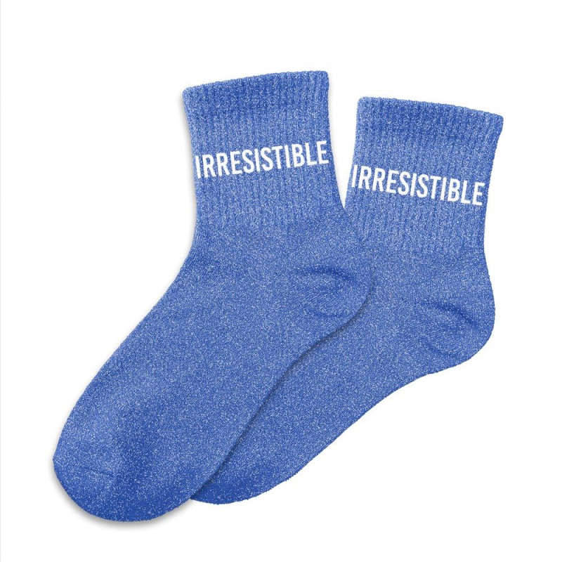 Chaussettes Bleues à Paillettes Argentées "IRRESISTIBLE"