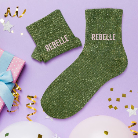chaussettes paillettes vertes rebelle