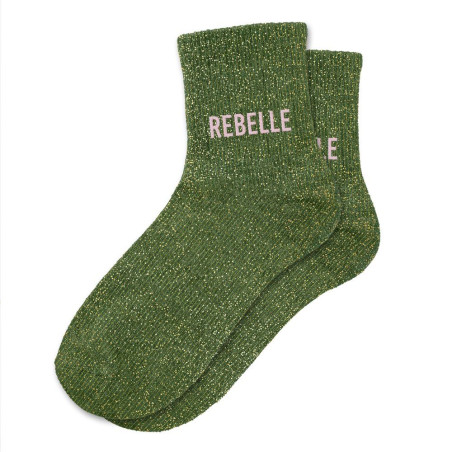 chaussettes paillettes rebelle verte