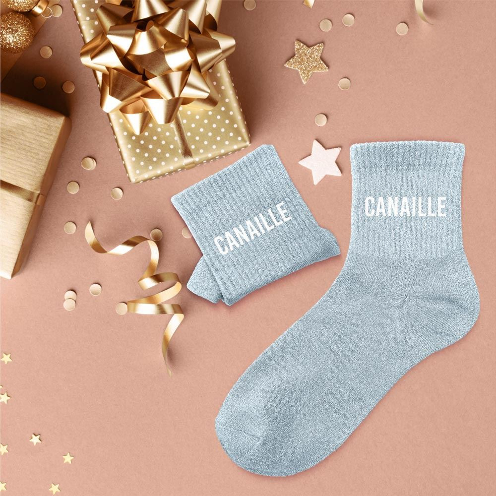 chaussettes grises paillettes canaille