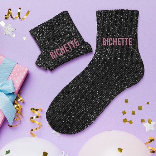 chaussettes noires à paillettes bichette