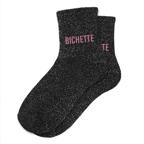 chaussettes noires à paillettes bichette