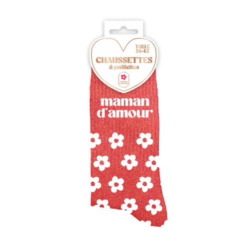 chaussettes roses paillettes maman d'amour