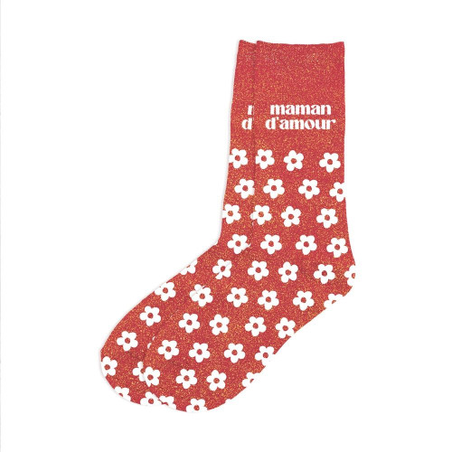 chaussettes roses paillettes maman d'amour