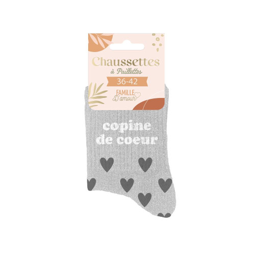 chaussettes grises paillettes copine de coeur