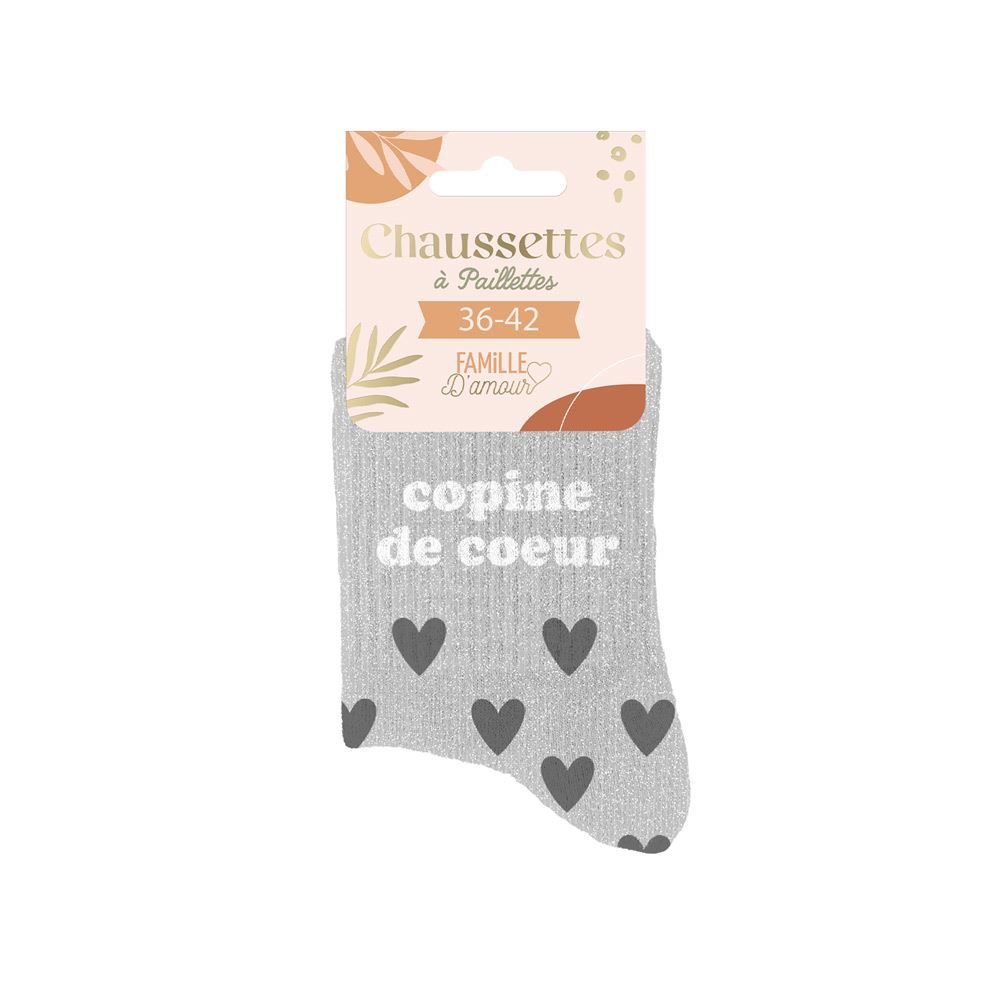 chaussettes grises paillettes copine de coeur