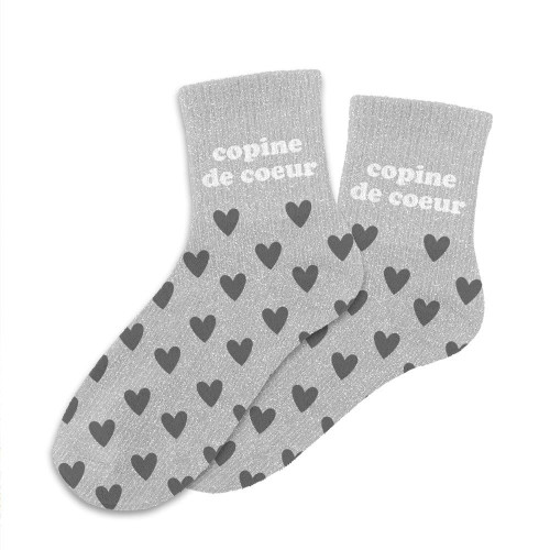 chaussettes grises paillettes copine de coeur