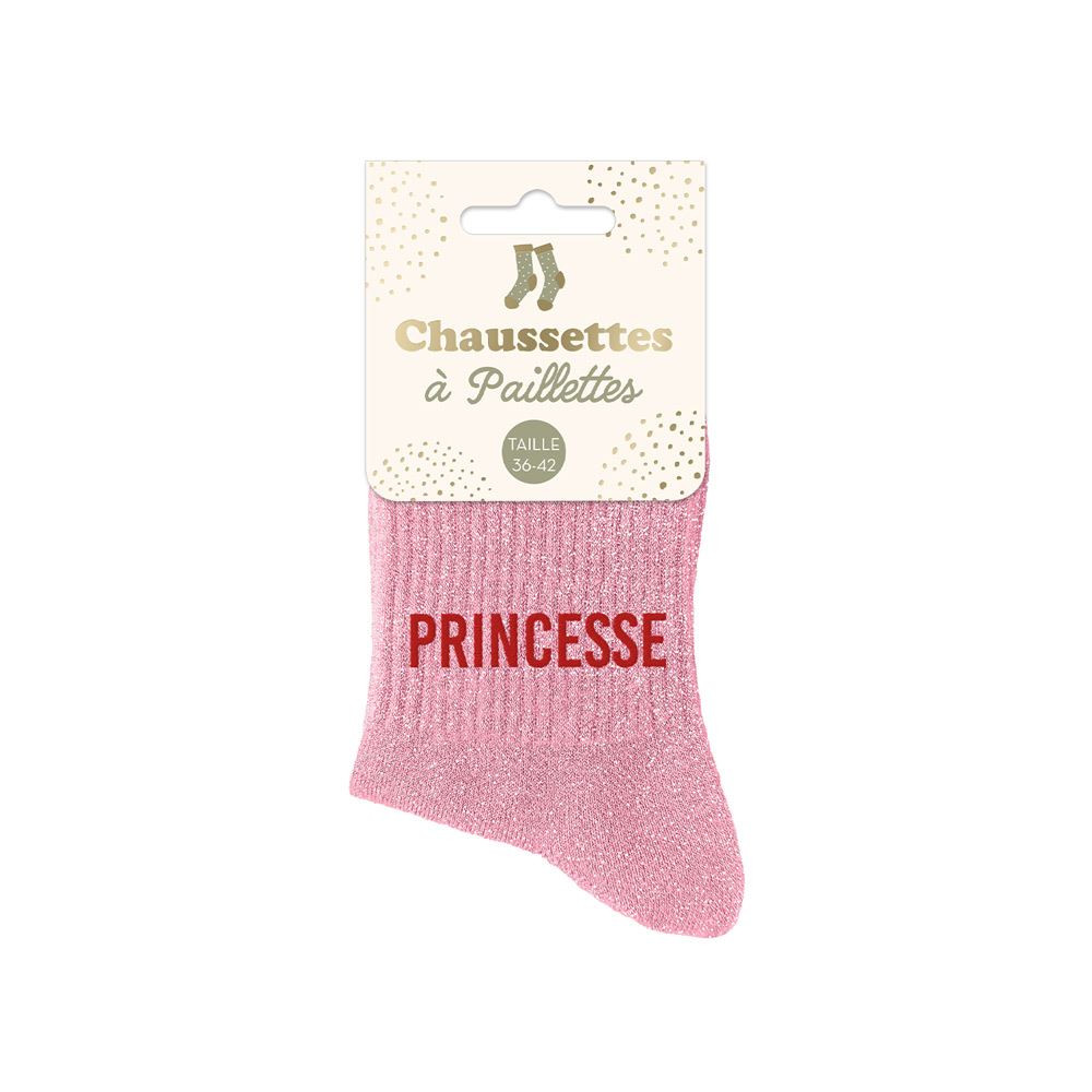 chaussettes roses paillettes princesse