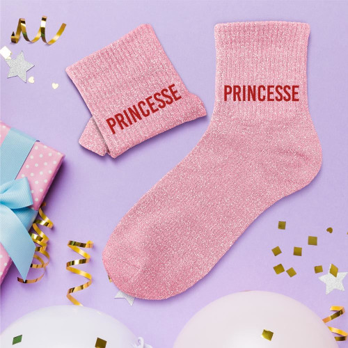 chaussettes roses paillettes princesse