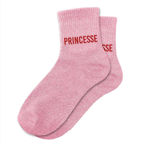 chaussettes roses paillettes princesse