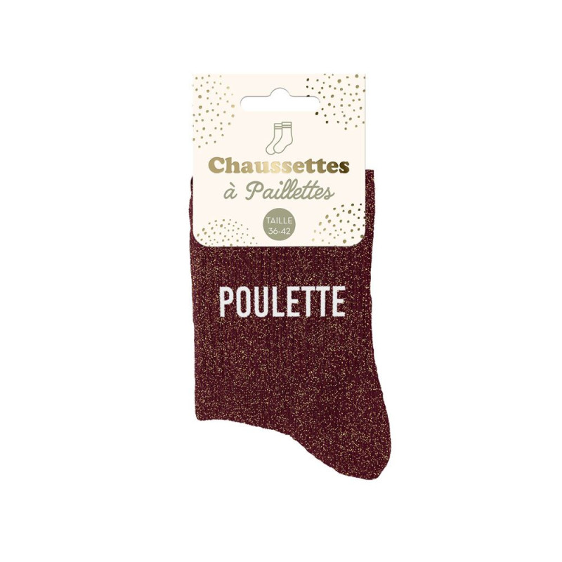 chaussettes marrons paillettes poulette