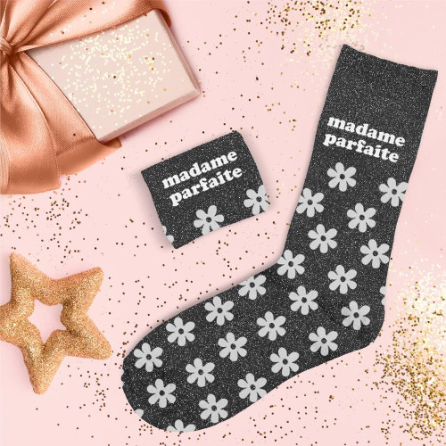 Chaussettes noires paillettes "Madame Parfaite"