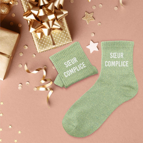 chaussettes vertes paillettes soeur complice