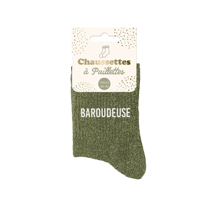 chaussettes vertes paillettes baroudeuse