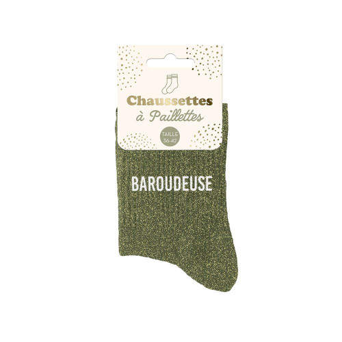 chaussettes vertes paillettes baroudeuse