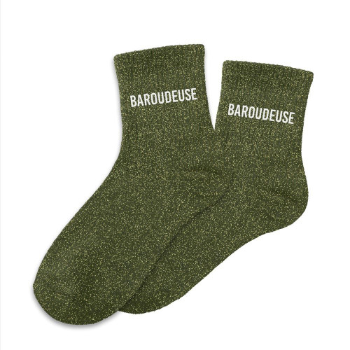 chaussettes vertes paillettes baroudeuse