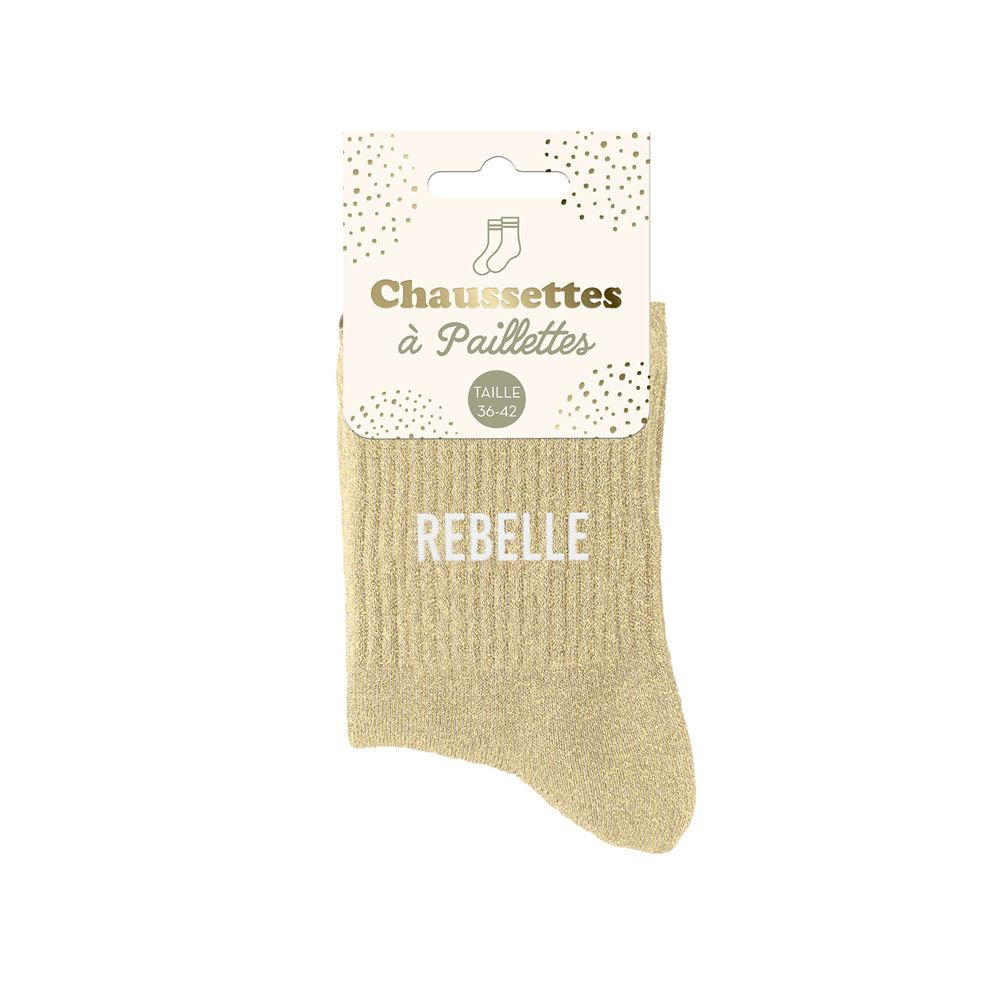 chaussettes beiges paillettes rebelle