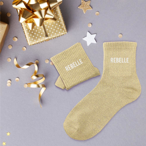 chaussettes beiges paillettes rebelle