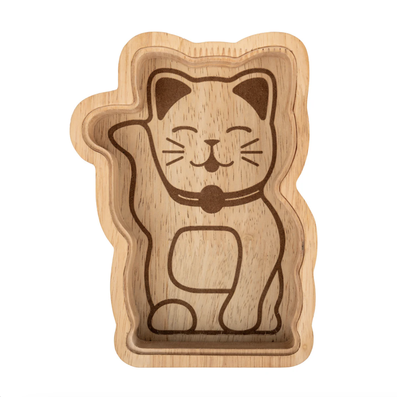 tirelire en bois lucky cat kikkerland