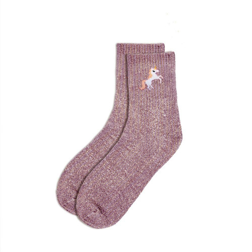 chaussettes courtes roses paillettes licorne