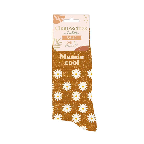 chaussettes dorées paillettes mamie cool